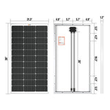 MEGA 100 | 100 Watt Solar Panel | Premier 12V Off-Grid Solar Panel for Vans, Campers, Boats | 25-Year Output Warranty | UL Certified