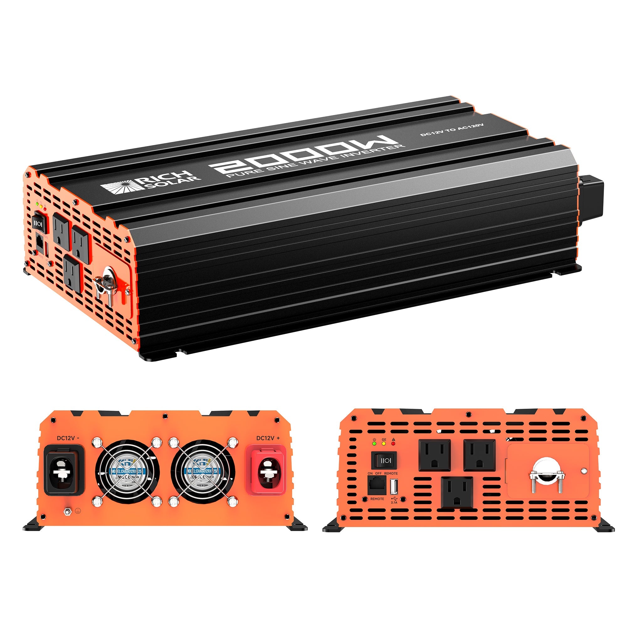 NOVA PURE 2K | 2000 Watt (2kW) 12 Volt Industrial Pure Sine Wave Inverter | Powerful 2000W 12V Off-Grid Inverter for RVs, Trailers, Campers, Vans, Trucks, Overlanders, Boats | Top Rated