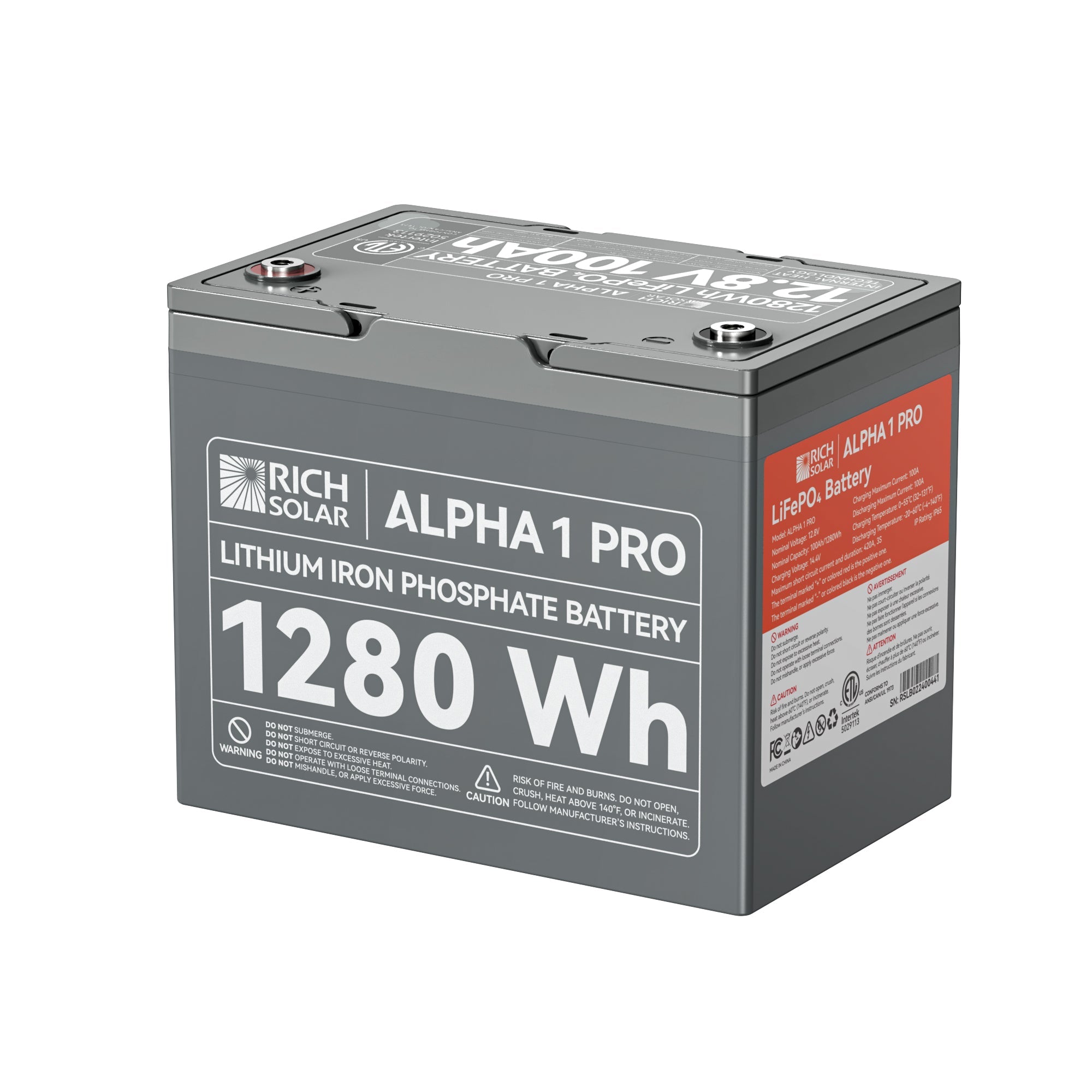 ALPHA 1 PRO | 12V 100Ah LiFePO4 Battery | Premium 12V Lithium Battery for Off-Grid, RVs, Boats | 7,000 Lifetime Cycles | 10-Year Warranty | UL1973 Certified