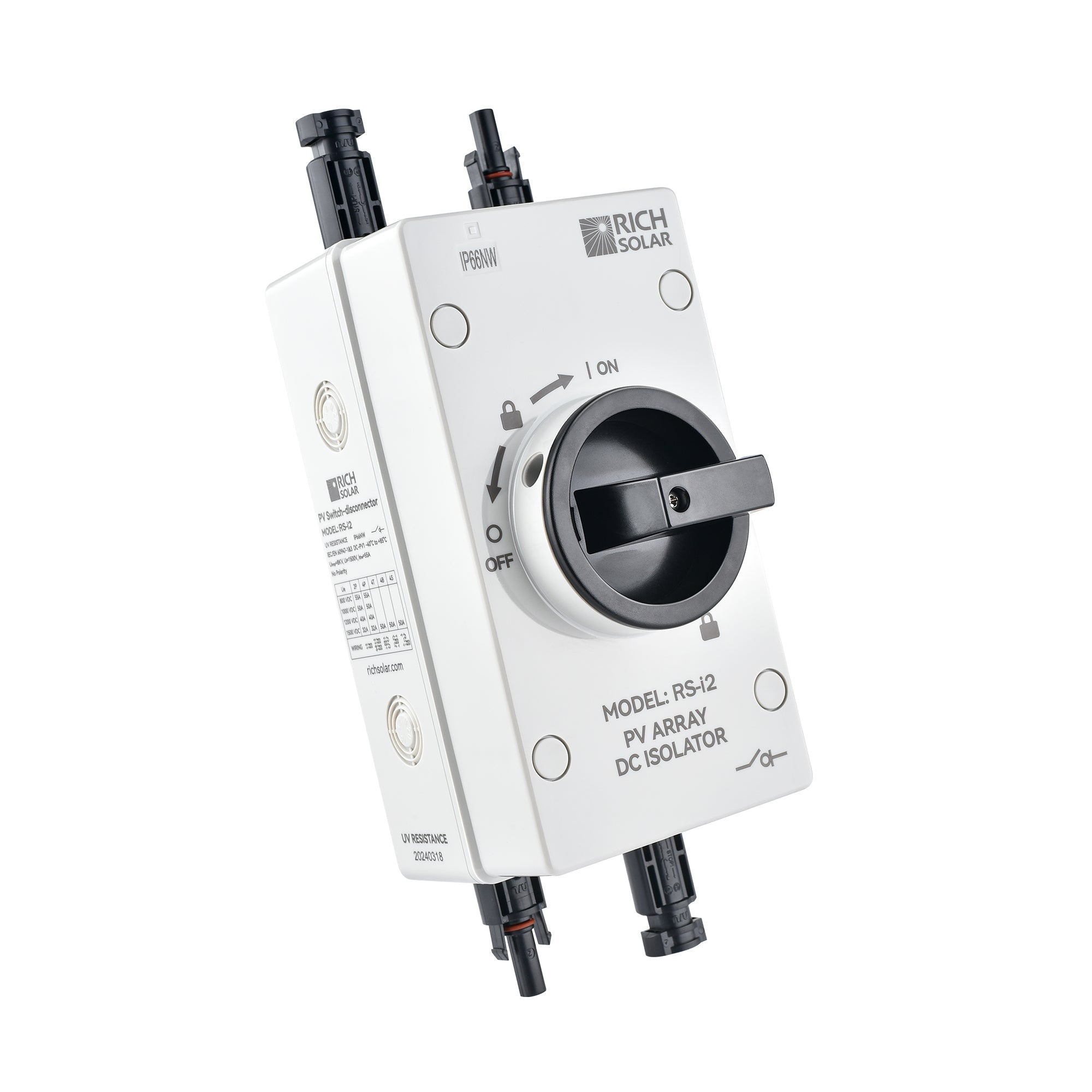 Solar PV DC Quick Disconnect Switch | Solar Array DC Quick Disconnect Switch | 1500 Volt 32 Amp | 2 Pole 1 String | Easy to Install