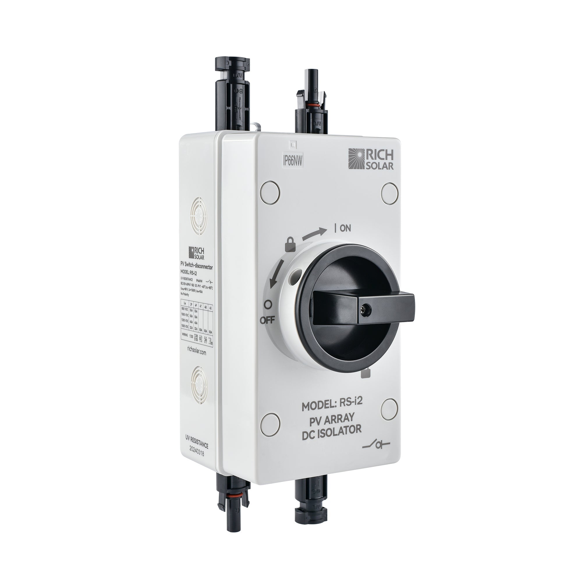 Solar PV DC Quick Disconnect Switch | Solar Array DC Quick Disconnect Switch | 1500 Volt 32 Amp | 2 Pole 1 String | Easy to Install