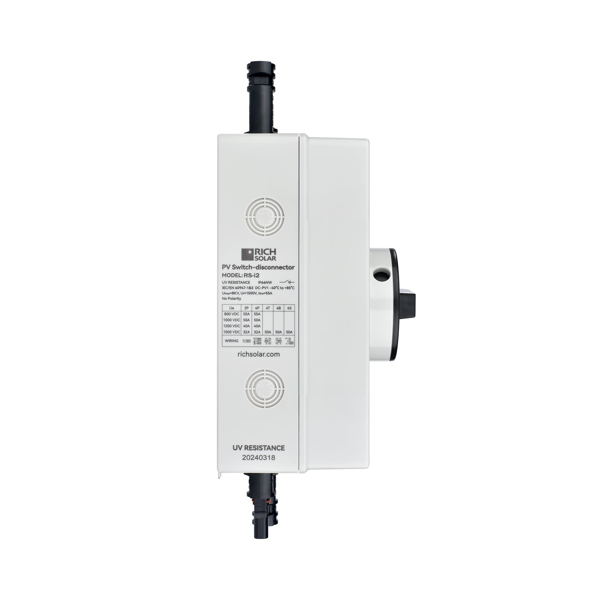 Solar PV DC Quick Disconnect Switch | Solar Array DC Quick Disconnect Switch | 1500 Volt 32 Amp | 2 Pole 1 String | Easy to Install